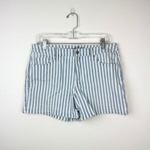Universal Thread High Rise Midi Blue and White Vertical Stripe Jean Shorts